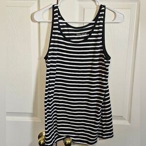 Ava & Viv Black and White Striped Tank Top